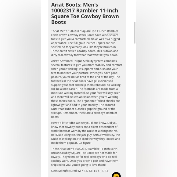 ARIAT RAMBLER WESTERN/COWBOY/RIDING BOOTS - Picture 13 of 16